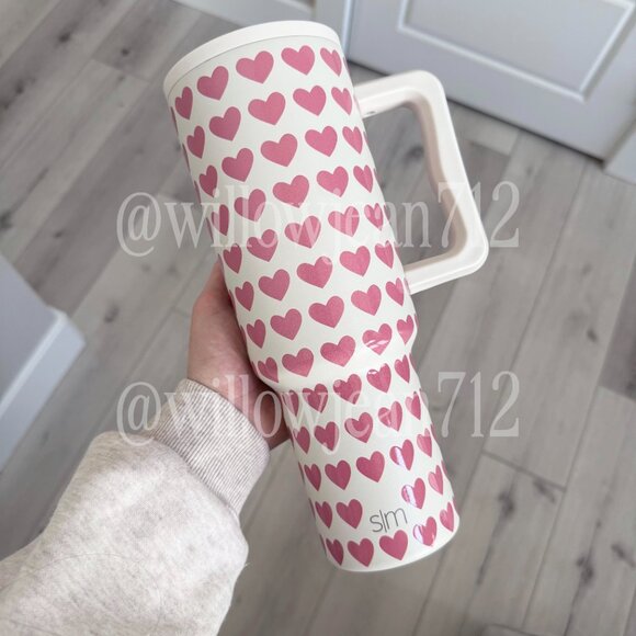 Simple Modern Pink Hearts on White - Valentine's Day 40 oz Trek Tumbler - Target - Picture 3 of 5